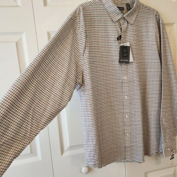 Van Heusen Mens Regular Fit Plaid Shirt X-Large Never Tuck Length Sustainable Fa - Picture 9 of 11